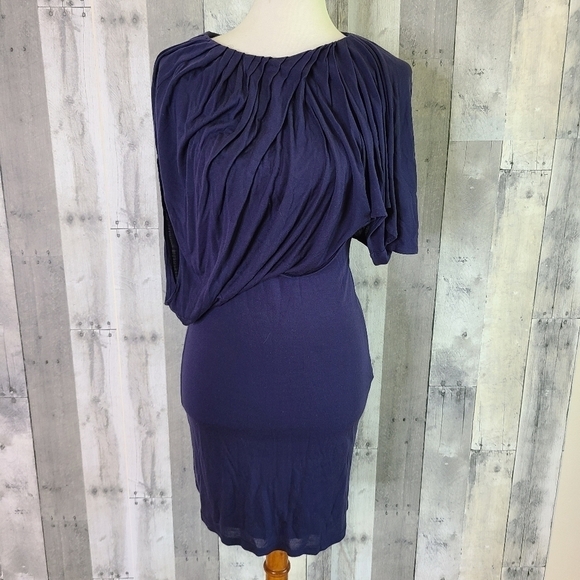 SALONI Dresses & Skirts - SALONI Size 8 Navy Draped Pleated Top Dress